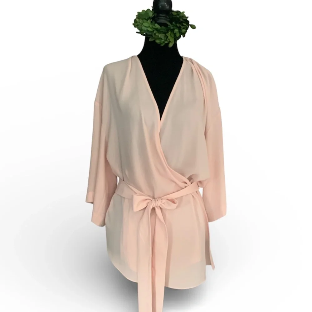 Nordstrom Trouvé Kimono Wrap Blouse Top Blush Pink SZ S